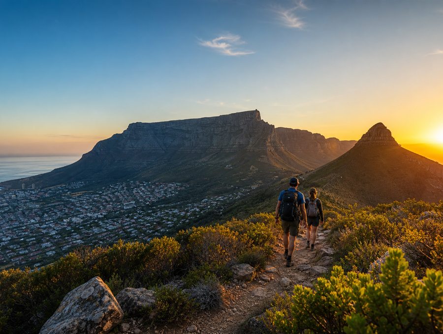 Table Mountain above Cape Town in morning light